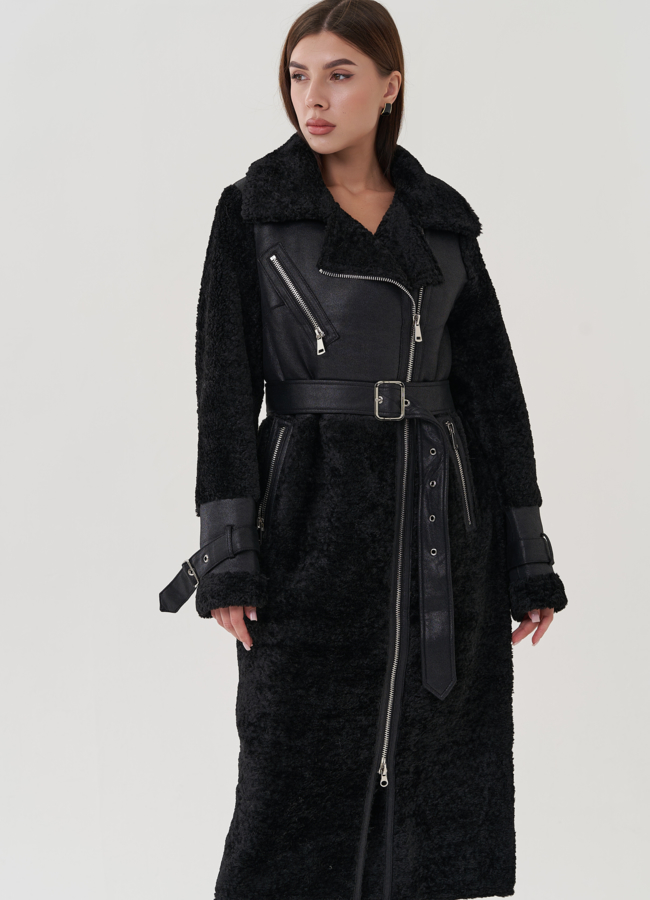 фото Дубленка удлиненная из эко замши модель № 25409