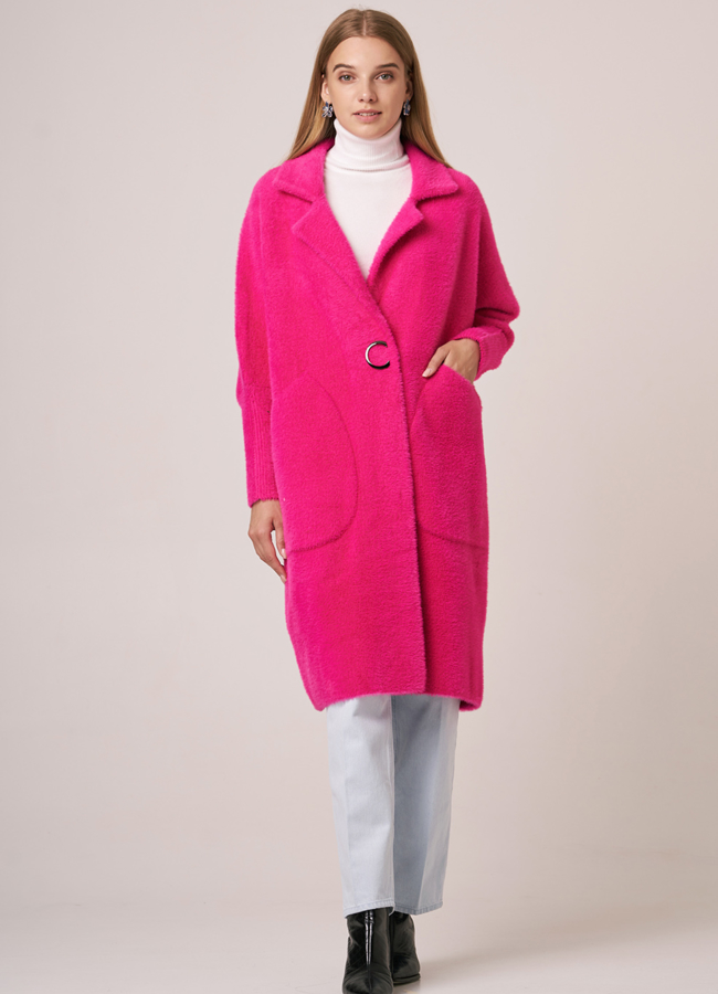 Кардиган на кнопках в цвете фуксия модель № 1863 меха малина