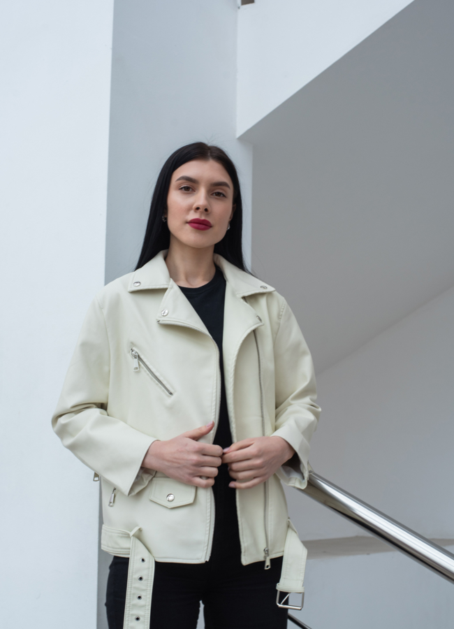 Женская куртка - косуха из эко кожи модель № 22819 универмаг малина