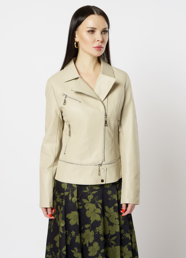 Куртка из эко кожи бежевого цвета модель № 20629 в кредит