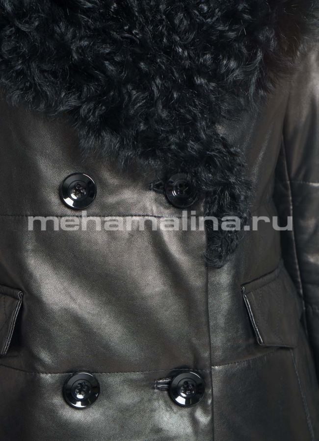 Френч из натуральной кожи на пуговицах модель № 921 универмаг малина