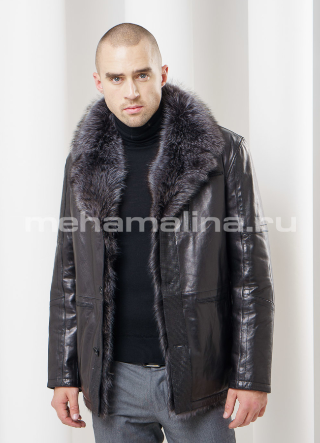 Дубленка мужская модель № DM-94 меха малина