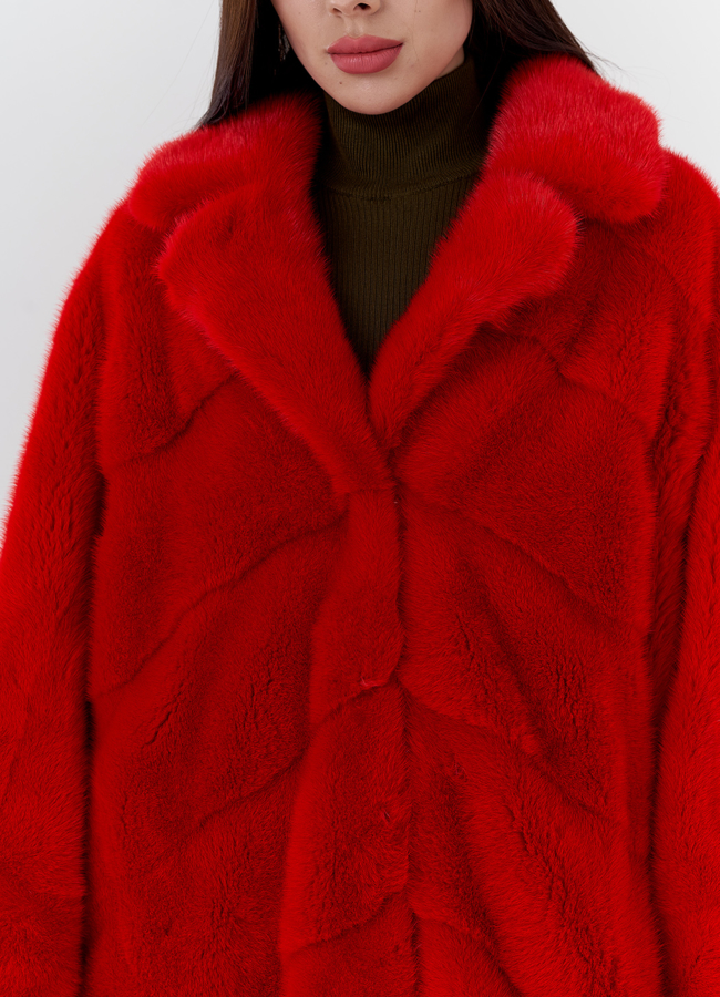 Норковая шуба с английским воротником  модель № 24223 в рассрочку