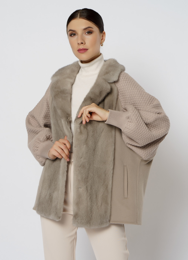 Кардиган с мехом модель № 2021-1 универмаг малина