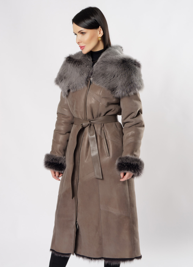 Дубленка с капюшоном на молнии модель № 7464 универмаг малина