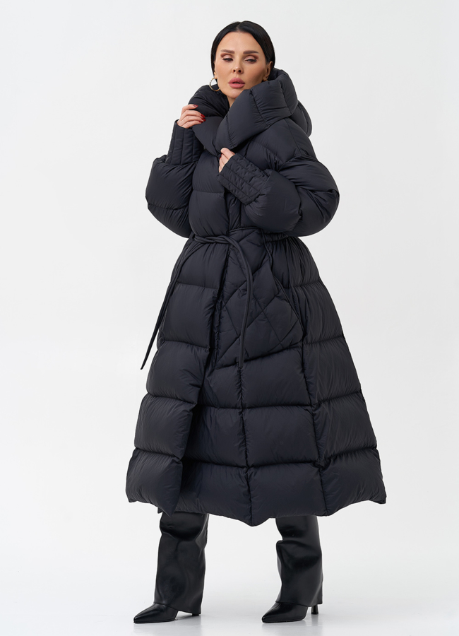 Женский пуховик с капюшоном  модель № 28973 универмаг малина