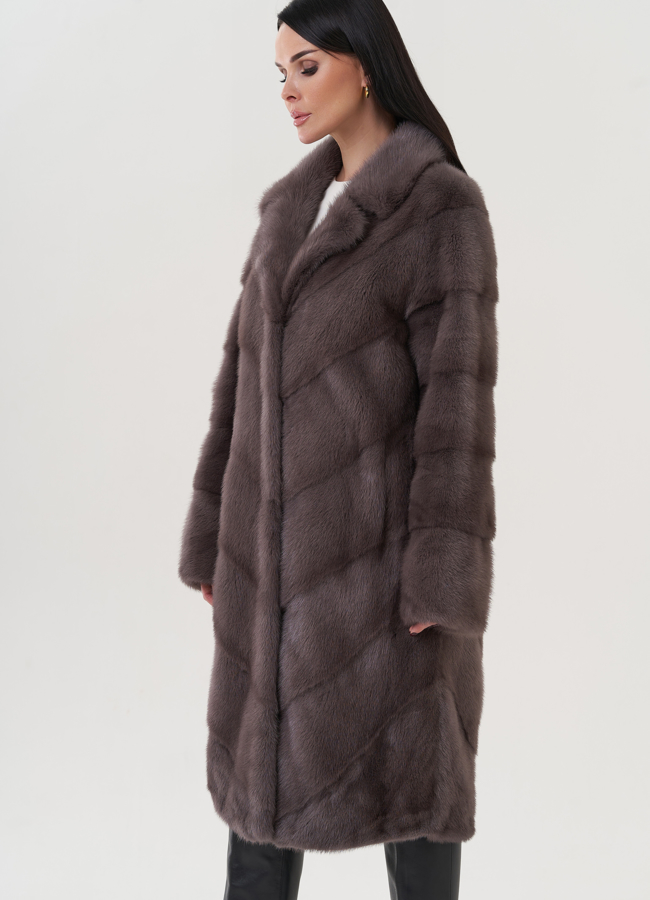 Норковая шуба с английским воротником  модель № 26018 универмаг малина