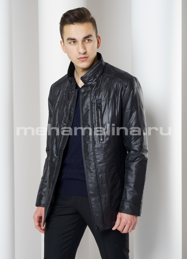 Удлиненная мужская куртка  модель № 220 меха малина