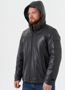 Куртка из натуральной кожи с капюшоном