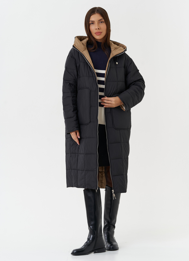 фото Двухсторонний пуховик с капюшоном модель № 27876