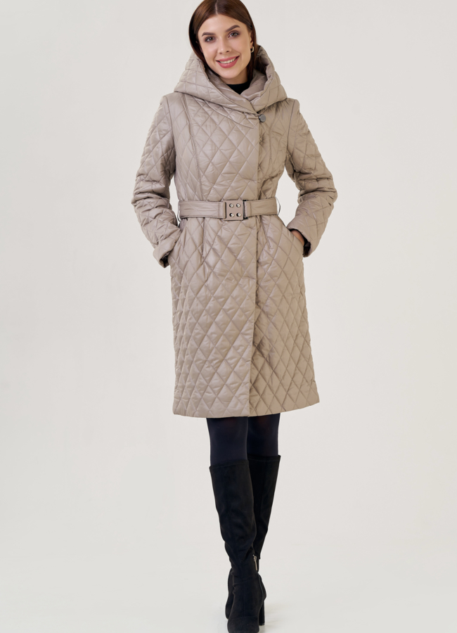 фото Женское утепленное полупальто с капюшоном  модель № 23282