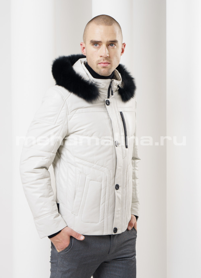 фото Кожаный пуховик модель № ПМ-59