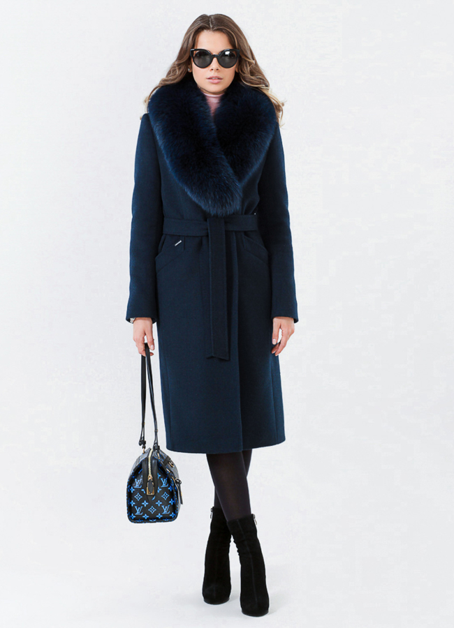 Женское пальто модель № BP-187 меха малина