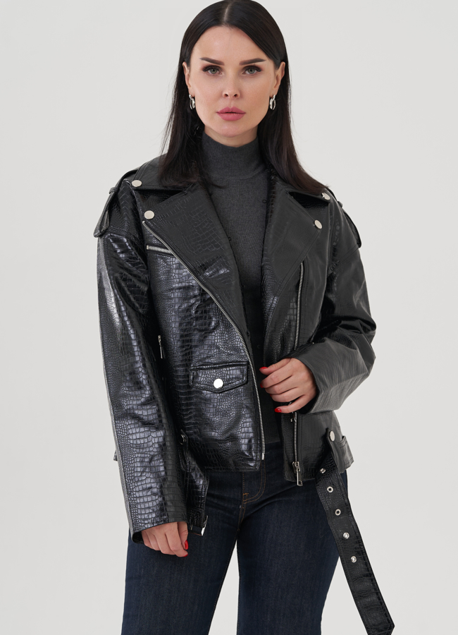 Куртка косуха черного цвета модель № 24906 универмаг малина