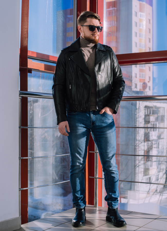 Куртка косуха черного цвета  модель № 22548 универмаг малина