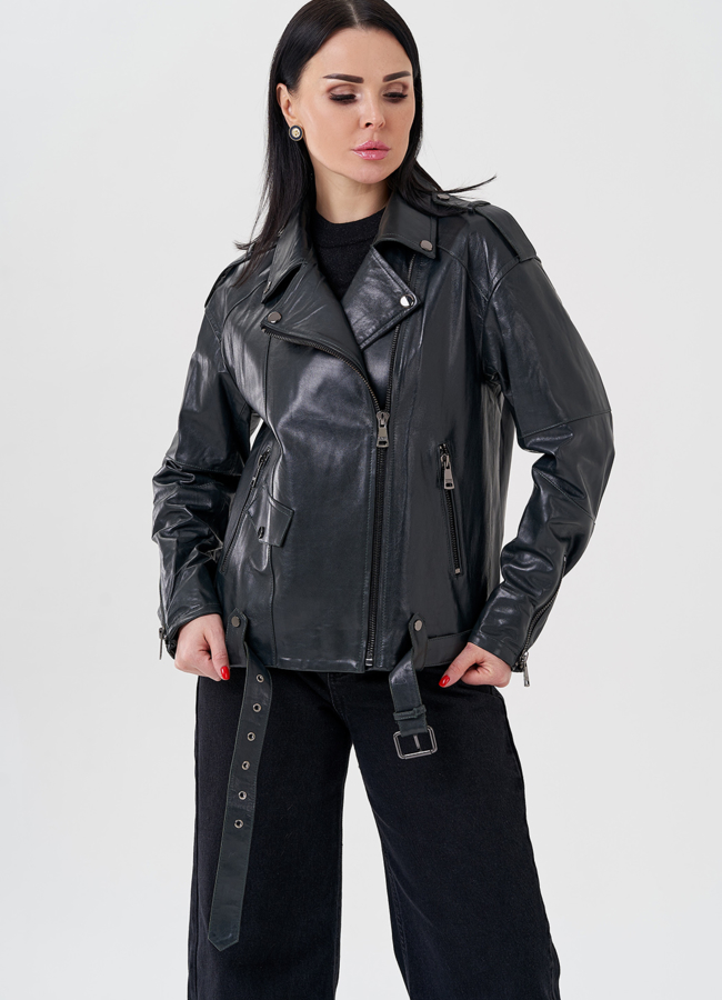 Женская куртка-косуха из натуральной кожи модель № 24086 универмаг малина