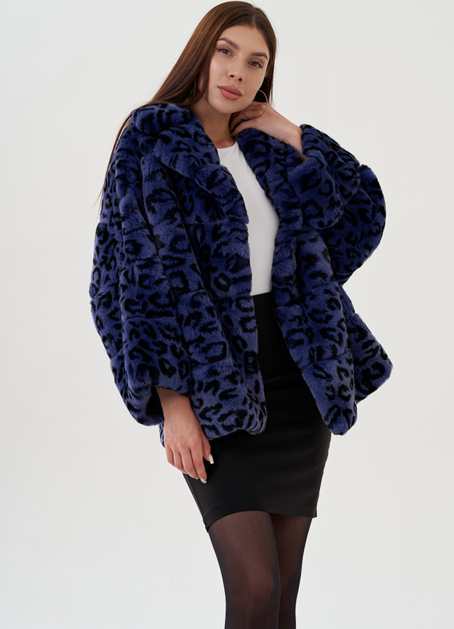 Укороченная шуба из кролика  модель № 81495 меха малина