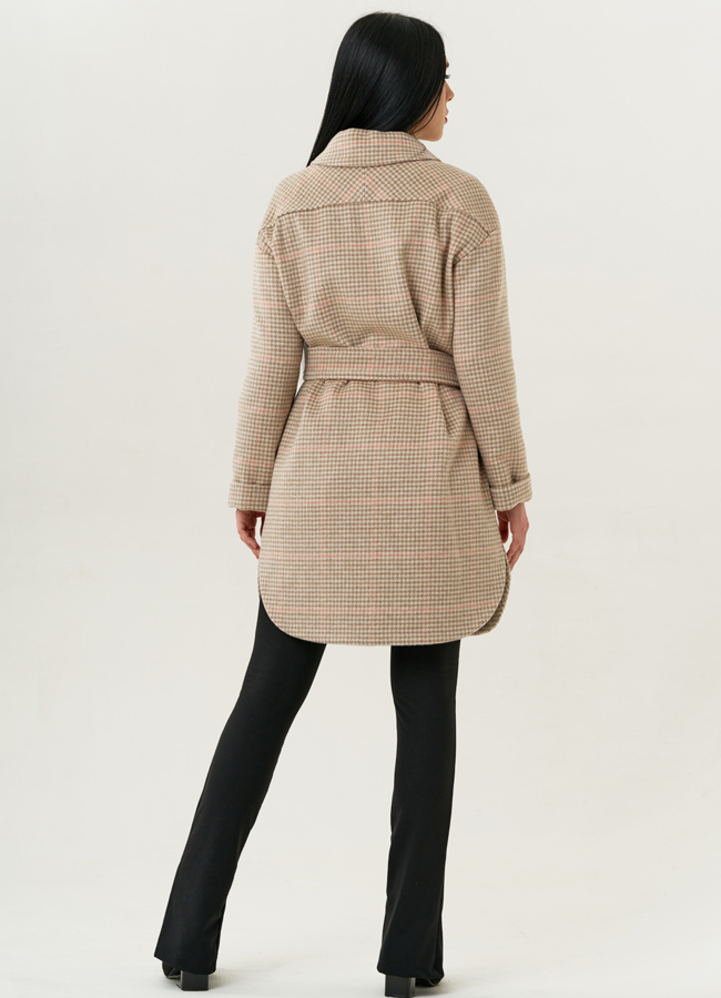 Женское пальто-рубашка с поясом модель № 22423 в кредит