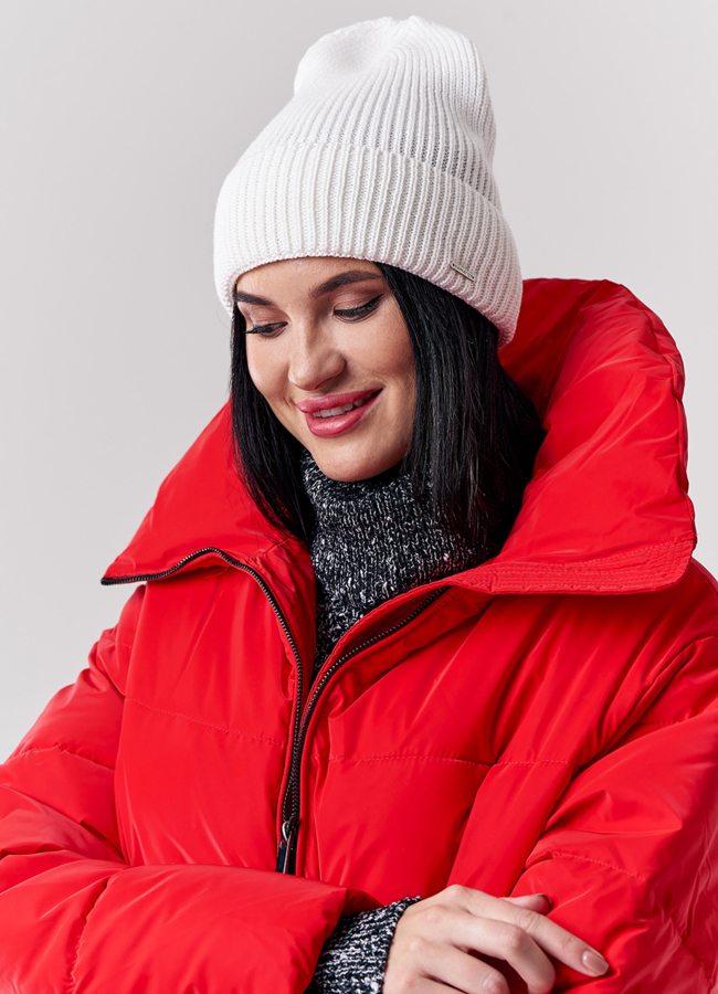 фото Шапка женская белого цвета модель № 21753