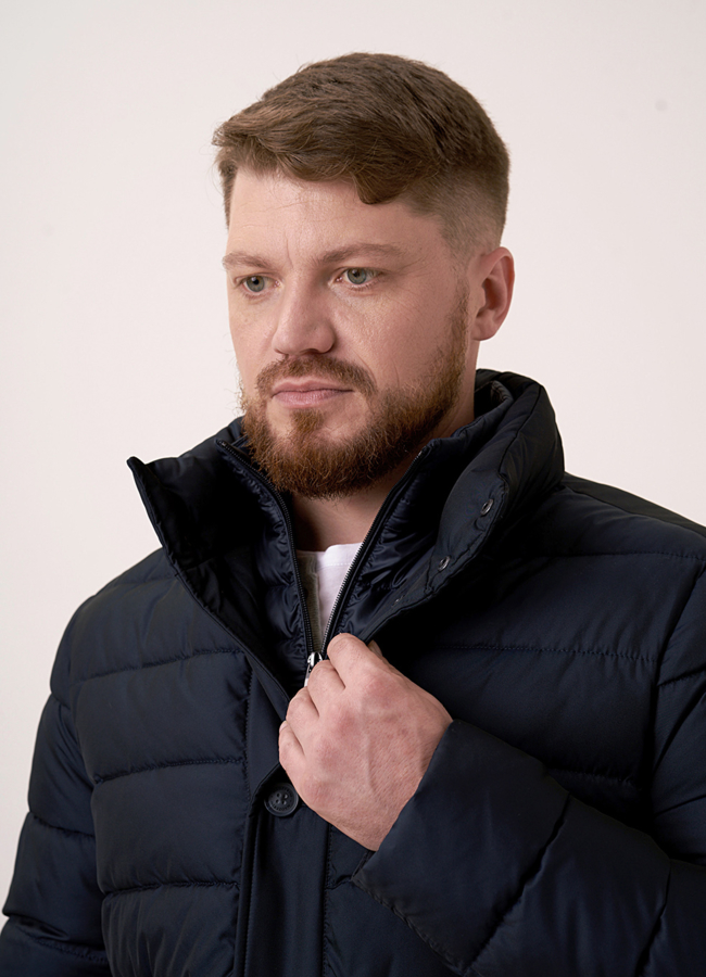 Куртка синего цвета прямая на био пухе модель № 3254 универмаг малина