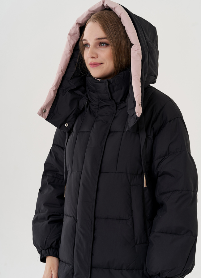 Женский пуховик с капюшоном  модель № 25026 универмаг малина