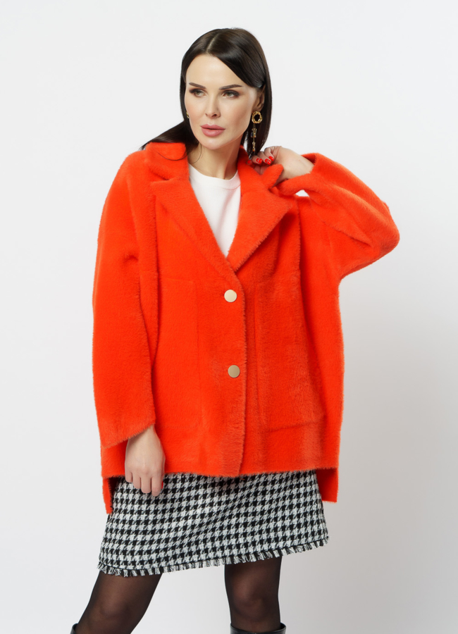 Кардиган с удлиненной спинкой оранжевого цвета модель № 18313 универмаг малина