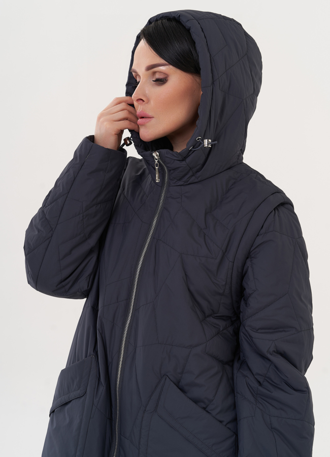 Стеганый пуховик с накладными карманами модель № 27010 в рассрочку