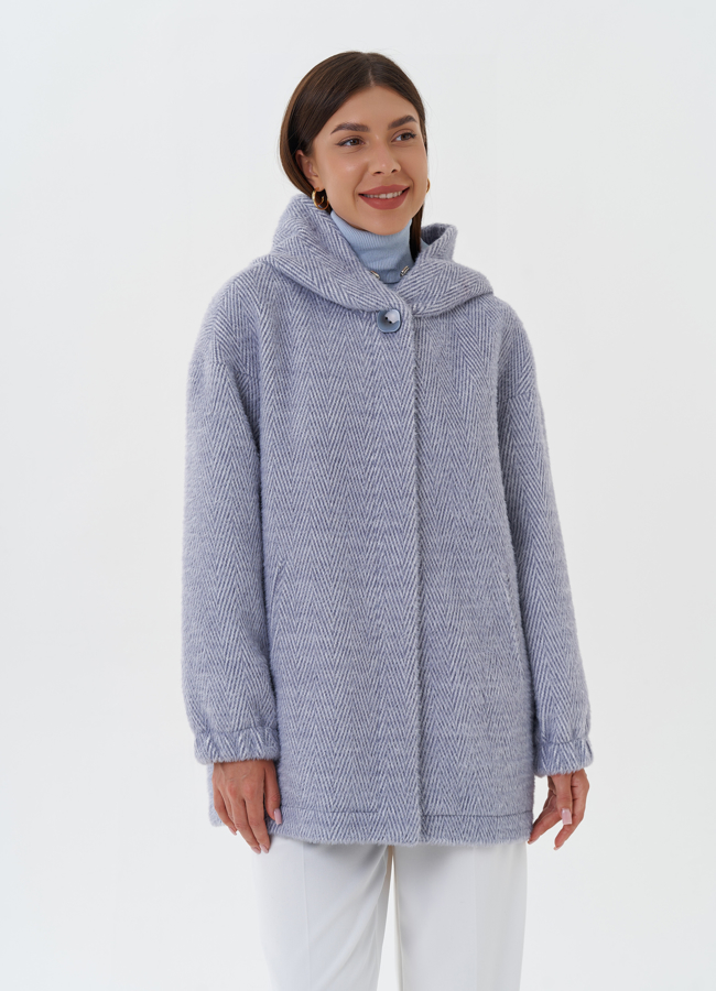 фото Укороченное пальто с капюшоном модель № 27669