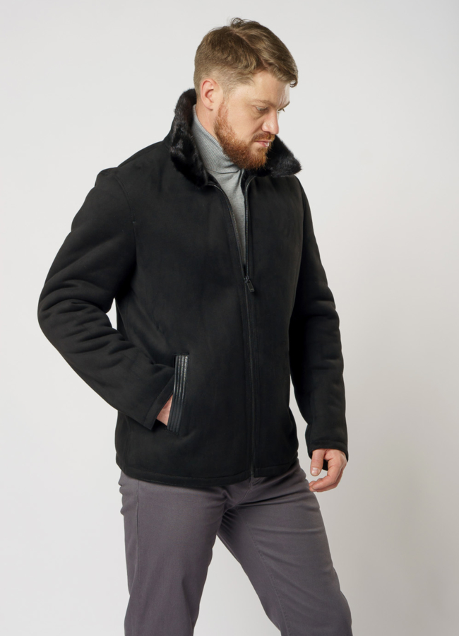 Дубленка из эко замши с отделкой норка модель № 7099 универмаг малина