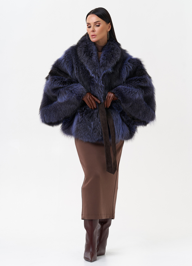 фото Шуба из енота с английским воротником модель № 29486