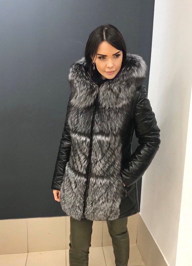 Дубленка с чернобуркой, цвет черный модель № 538 в кредит