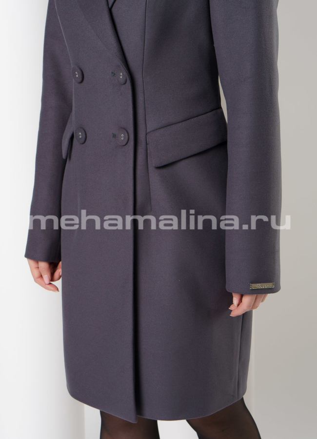 Пальто с английским воротником на пуговицах в цвете графит модель № 015 универмаг малина