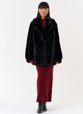 Женская шуба из скандинавской норки с английским воротником