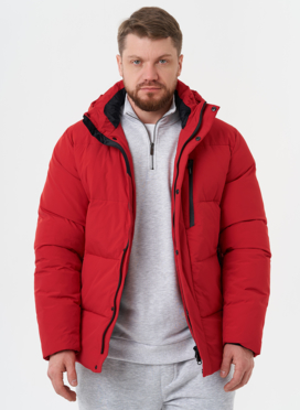 Яркий пуховик с капюшоном