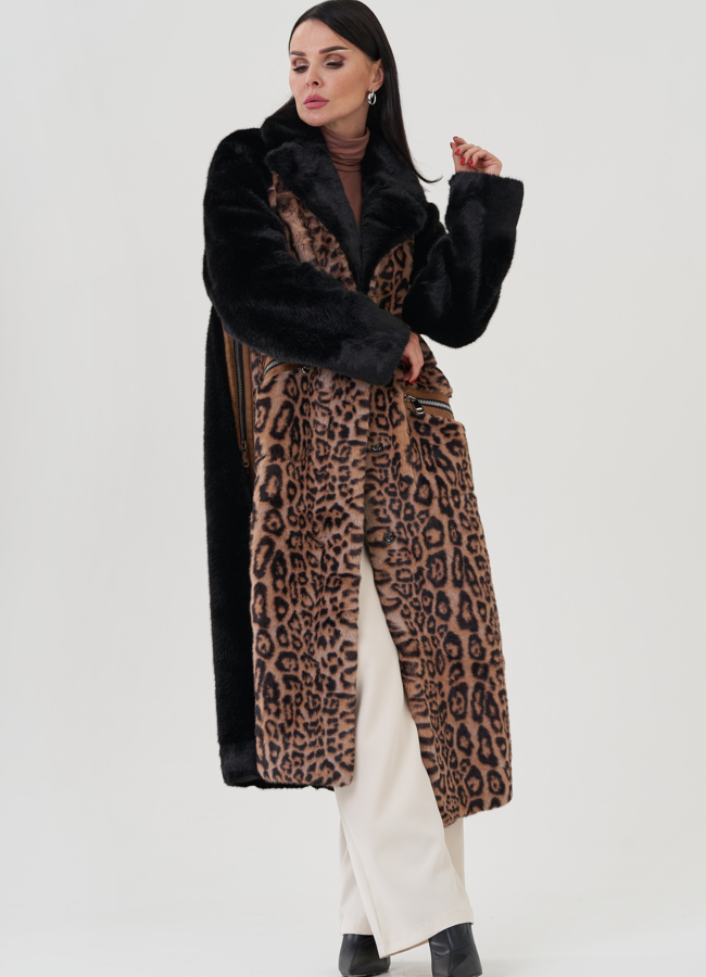 Шуба с принтом из эко меха модель № 24917 в кредит