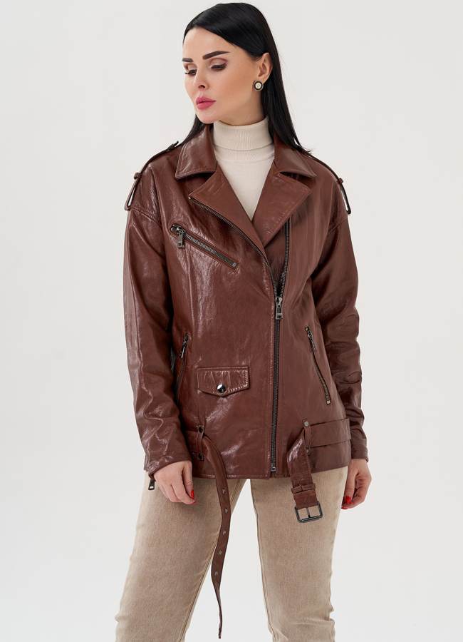 Куртка - косуха коричневого цвета модель № 24378 универмаг малина Куртка - косуха коричневого цвета модель № 24378 универмаг малина