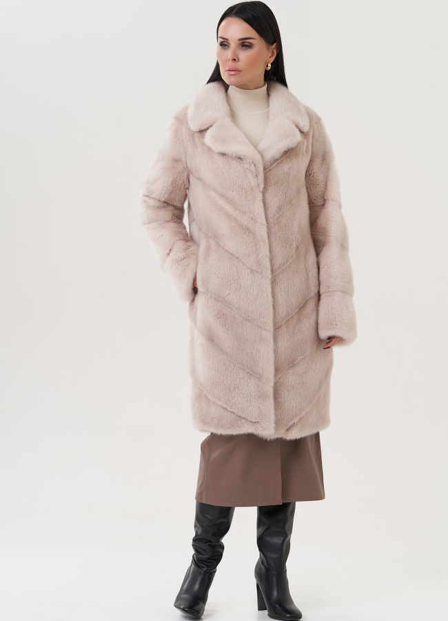 фото Шуба из норки с английским воротником  модель № 26019