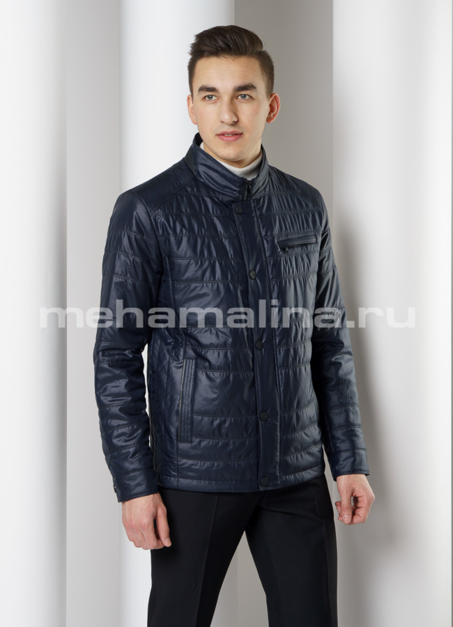 Куртка прямого силуэта темно-синего цвета модель № 319 универмаг малина