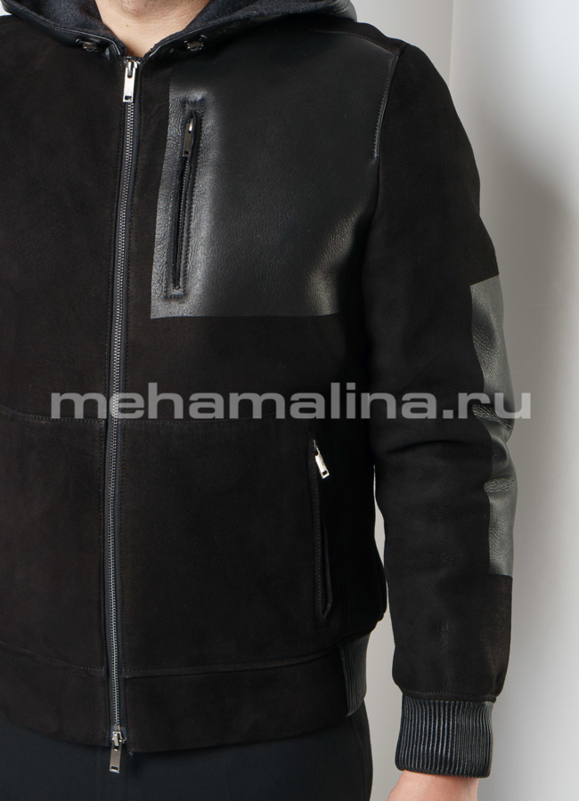 Дубленка на молнии с капюшоном модель № DM-124 в рассрочку