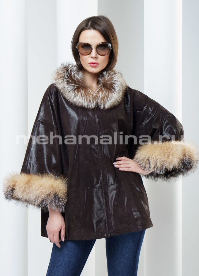 Кожаная куртка с мехом модель № K-241 в кредит