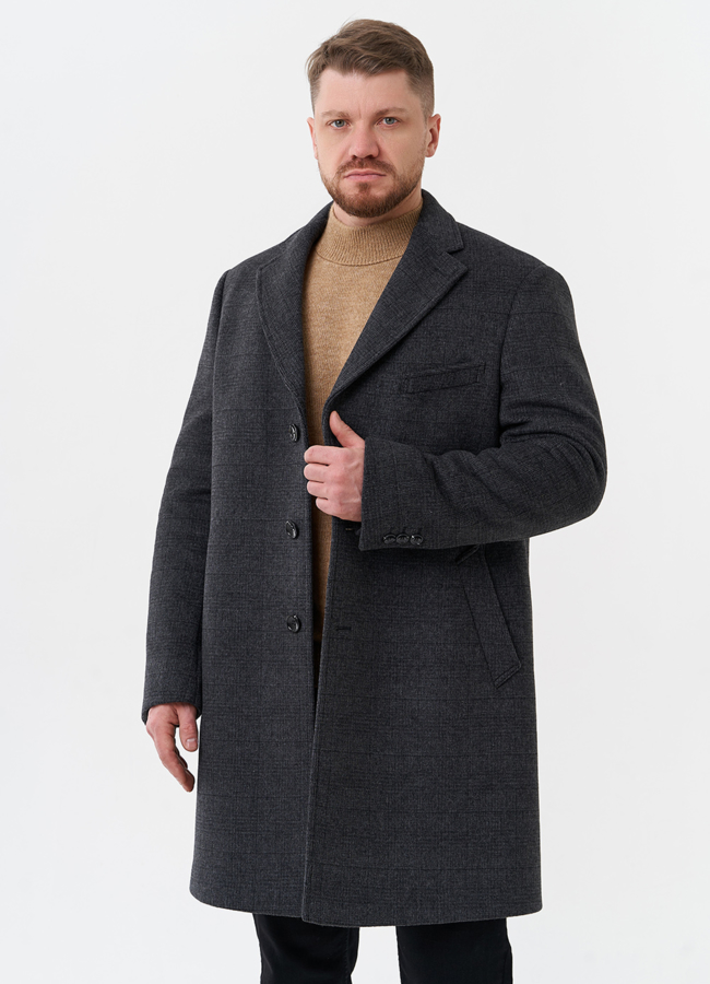 фото Мужское пальто серого цвета модель № 28109