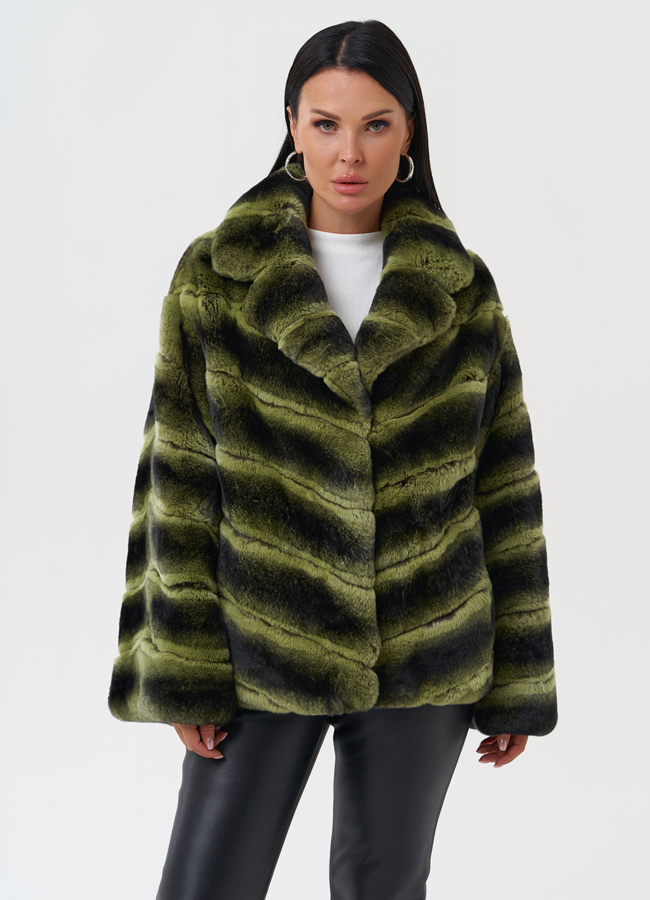 Шуба из меха кролика с английским воротником модель № 0810 универмаг малина