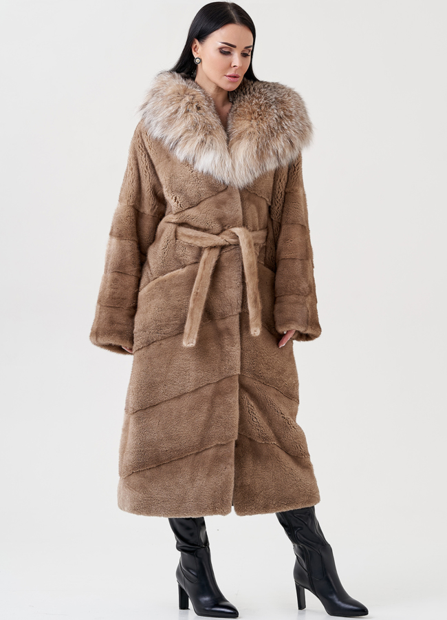 Норковая шуба с рысью модель № 23079 универмаг малина