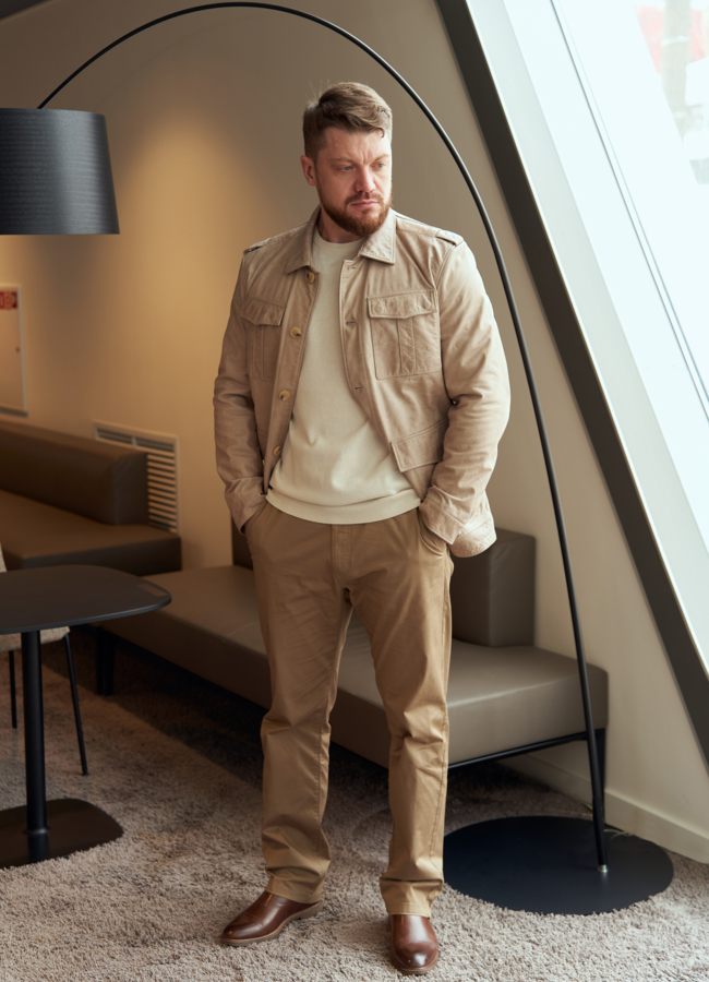 Мужская куртка из натуральной кожи на пуговицах модель № W812 в кредит