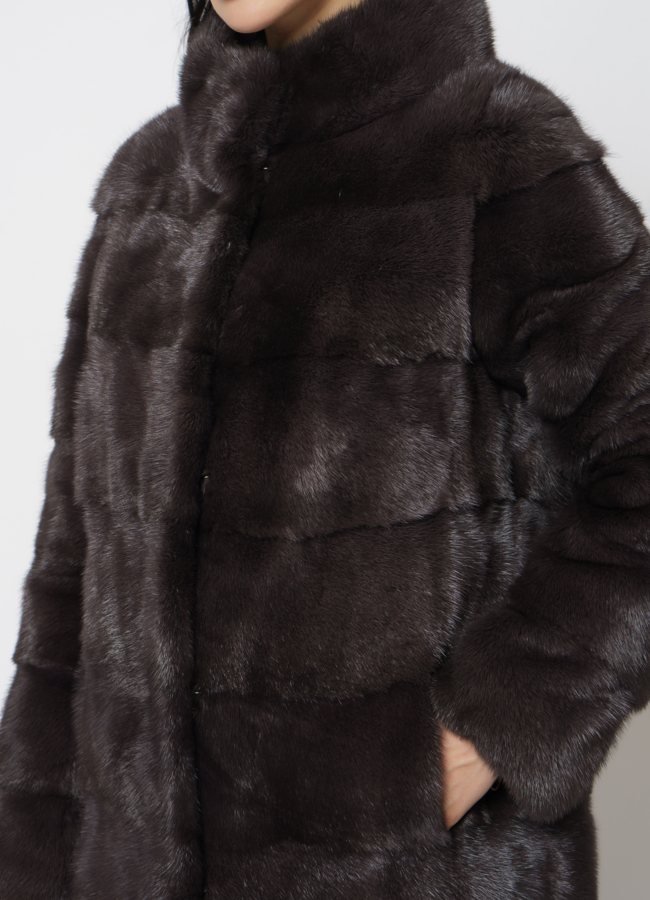 Норковая шуба в цвете уголь модель № 17321 универмаг малина
