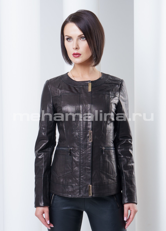 Кожаная куртка на молнии модель № K-245 в рассрочку
