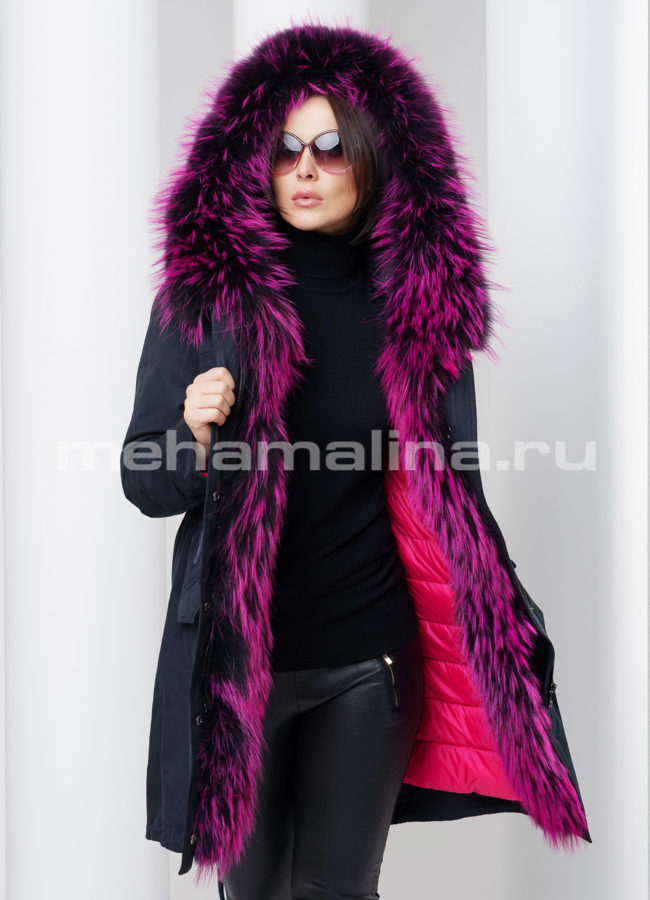 Парка модель № П-97 меха малина