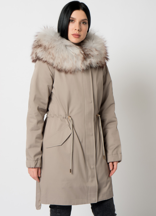 Женская парка с енотом модель № 18066 универмаг малина