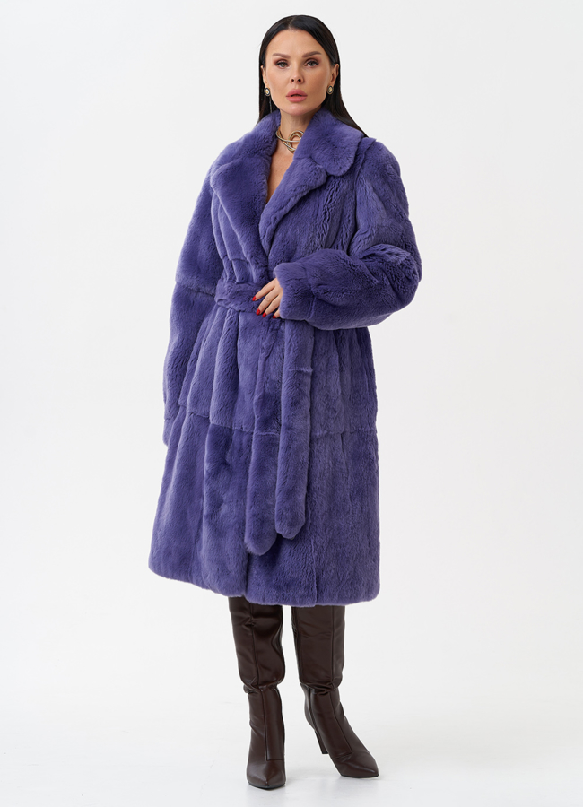 Шуба из меха кролика с английским воротником  модель № 28136 универмаг малина