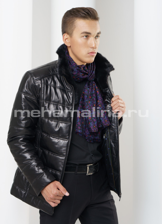 Пуховик черного цвета модель № ПМ-68 универмаг малина